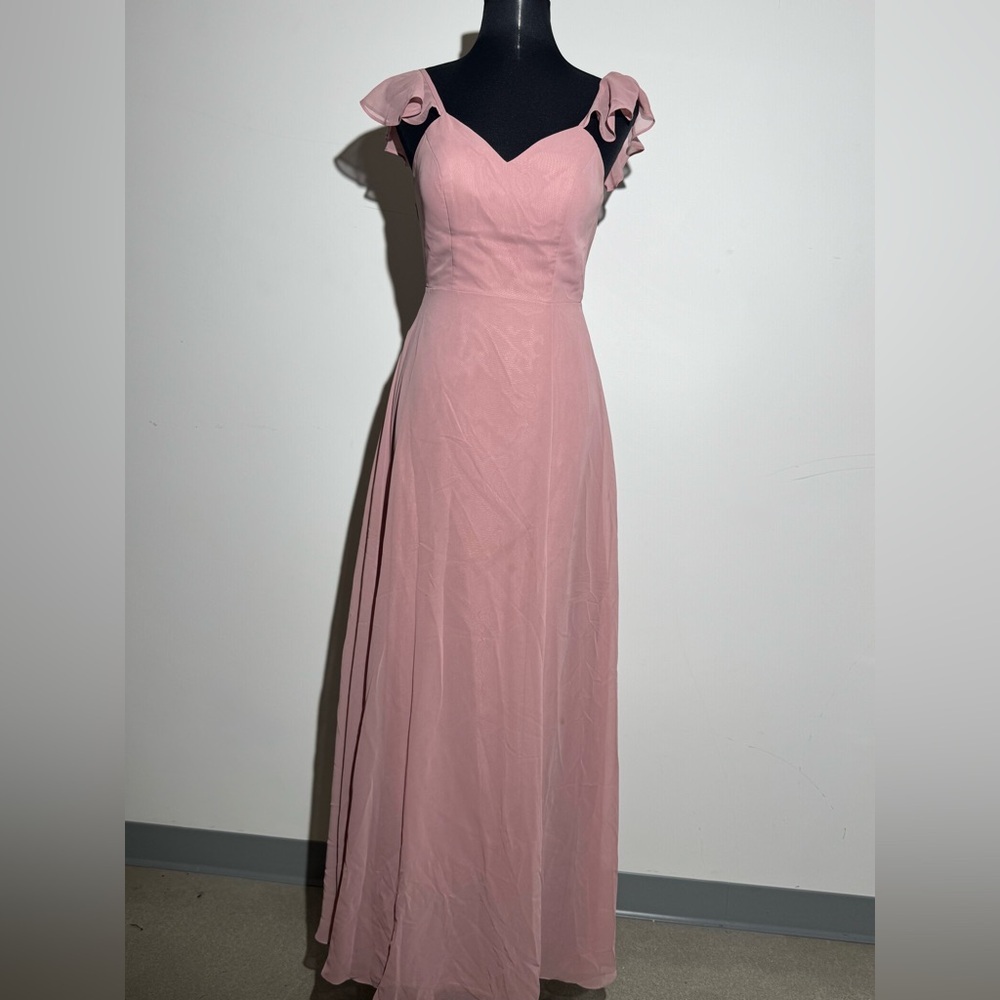 Azazie Dusty Rose Chiffon Maxi Dress Size 4